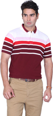 

Proline Striped Men's Flap Collar Neck Maroon T-Shirt