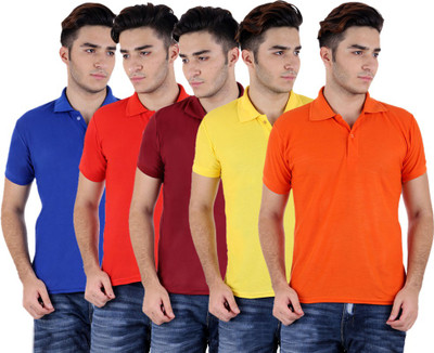 

Sanvi Traders Solid Men Polo Neck Multicolor T-Shirt(Pack of 5