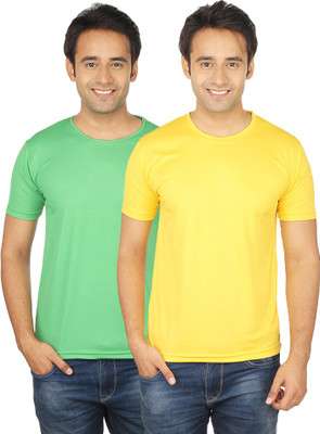 

Quetzal Solid Men's Round Neck Green, Yellow T-Shirt(Pack of 2