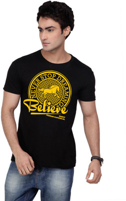 

Inkovy Graphic Print Men' Round Neck Black T-Shirt