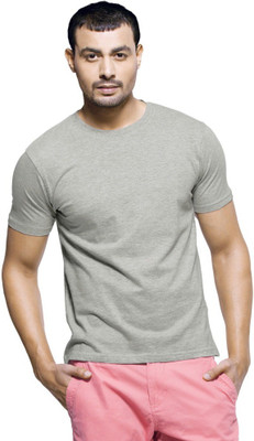 

Purple Square Solid Men's Round Neck Grey T-Shirt