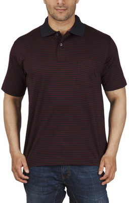 ColorPlus Striped Men's Flap Collar Neck Red T-Shirt