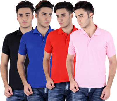 

Sanvi Traders Solid Men Polo Neck Multicolor T-Shirt(Pack of 4