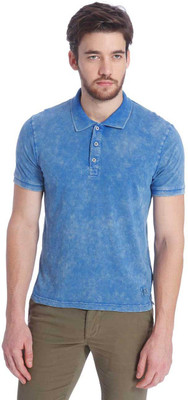 JACK & JONES Solid Men Polo Neck Black T-Shirt