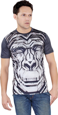 

Tantra Graphic Print Men's Round Neck Grey T-Shirt, Dark grey
