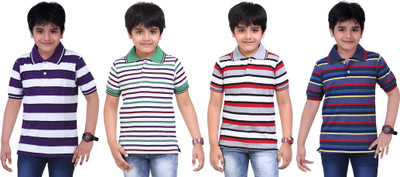 Dongli Boys Striped T Shirt(Multicolor, Pack of 4)
