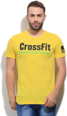 

REEBOK Printed Men's Round Neck Yellow T-Shirt, Yellow spark