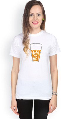 

Campus Sutra Printed Women's Round Neck White T-Shirt