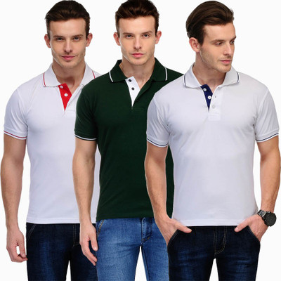

Scott International Solid Men's Polo Neck White, Green T-Shirt(Pack of 3, White and green