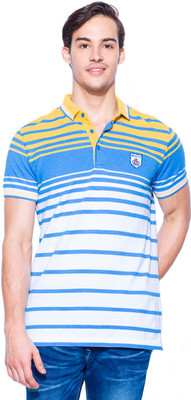 

Mufti Striped Men's Polo Neck Multicolor T-Shirt, Mustard