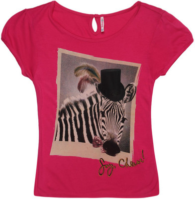 

Poppers by Pantaloons Girls Printed T Shirt(Pink, Raspberry