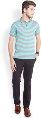 

Parx Striped Men's Polo Neck Light Green T-Shirt