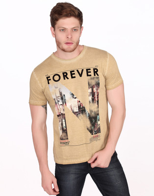 

Fritzberg Printed Men's Round Neck Brown T-Shirt