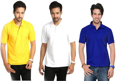 

Keepsake Solid Men's Polo Neck Multicolor T-Shirt(Pack of 3), Light white