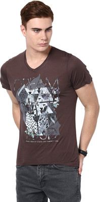 

Fritzberg Printed Men's Round Neck Grey T-Shirt, Dark grey