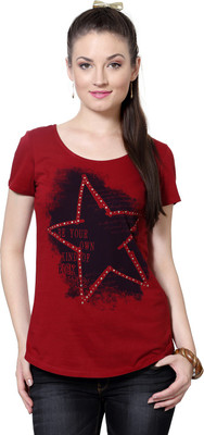 

SF Jeans by Pantaloons Graphic Print Women's Round Neck Red T-Shirt