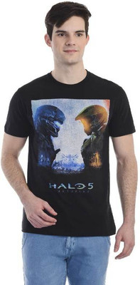 

Halo 5 Printed Men's Round Neck Black T-Shirt