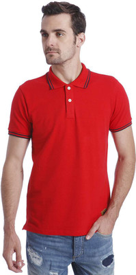 

Jack & Jones Solid Men' Polo Neck Red T-Shirt, Chinese red