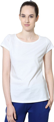 

Ajile by Pantaloons Solid Women's Round Neck White T-Shirt