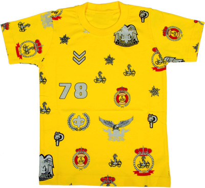 

Hey Baby Boys Self Design T Shirt(Yellow, Pack of 1