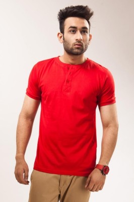 

Unisopent Designs Solid Men's Henley Red T-Shirt