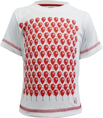 Kooka Boys Printed T Shirt(White, Pack of 1) at flipkart