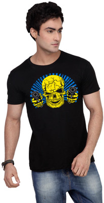 

Inkovy Graphic Print Men's Round Neck Black T-Shirt