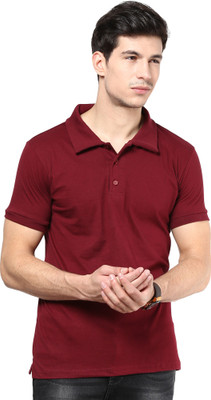 

Izinc Solid Men's Polo Neck Maroon T-Shirt