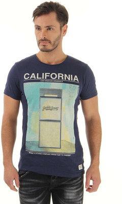 

Jack & Jones Graphic Print Men's Round Neck Blue T-Shirt, Peacoat