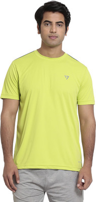 

Seven Solid Men's Round Neck Green T-Shirt