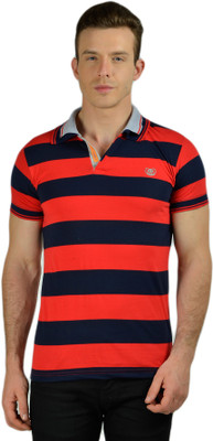 

Ahhaaaa Striped Men's Polo Neck Red T-Shirt, Navy;red
