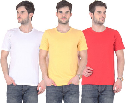 

FnMe Solid Men's Round Neck Multicolor T-Shirt(Pack of 3, Red;white;yellow