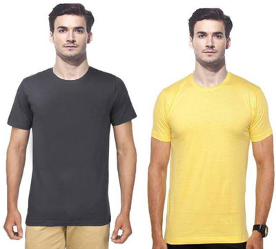 

Gallop Solid Men's Round Neck Grey, Yellow T-Shirt(Pack of 2