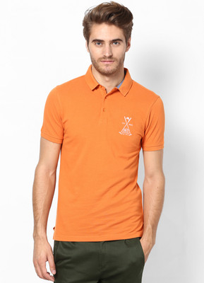 

Srota Solid Men' Polo Neck Orange T-Shirt