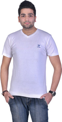 

Colors & Blends Solid Men' V-neck White T-Shirt