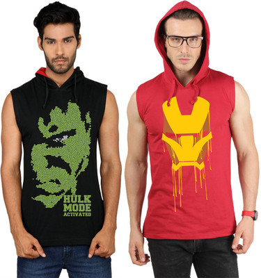 

SayItLoud Printed Men's Hooded Multicolor T-Shirt(Pack of 2