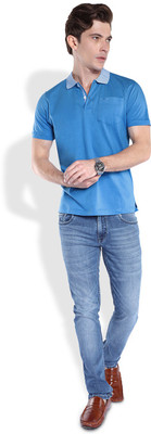 

Park Avenue Solid Men's Polo Neck Blue T-Shirt