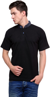 

Lemon & Vodka Men's Mandarin Collar Black T-Shirt