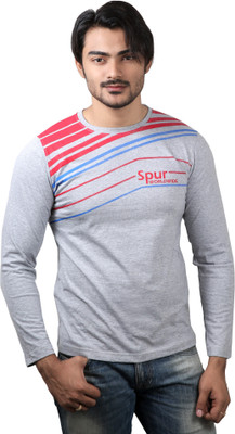 

Spur Printed Men's Round Neck Grey T-Shirt, Melange