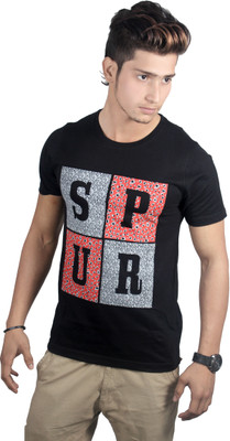 

Spur Printed Men's Round Neck Black T-Shirt
