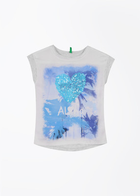 

United Colors of Benetton. Girls Printed Polyester T Shirt(White