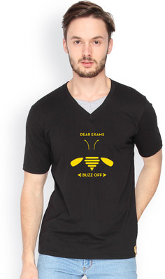 

Campus Sutra Solid Men V-neck Black T-Shirt
