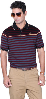 

Proline Striped Men' Flap Collar Neck Blue T-Shirt