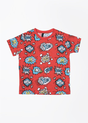 

United Colors of Benetton Boys Printed Cotton T Shirt(Red, Pack of 1, 903
