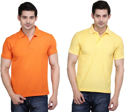 

Ilbies Solid Men's Polo Neck Multicolor T-Shirt(Pack of 2, Orange - yellow