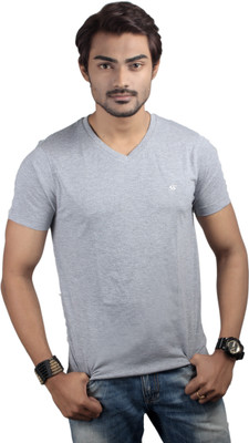 

Spur Solid Men' V-neck Grey T-Shirt, Melange