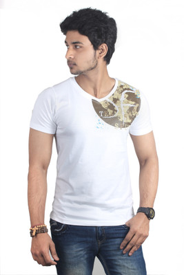 

Spur Printed Men's V-neck White T-Shirt