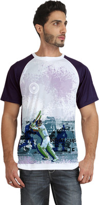 

Trionic Graphic Print Men's Round Neck Purple, White T-Shirt
