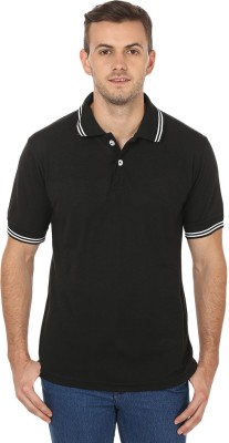 Black Collection Printed Men Polo Neck Black T-Shirt