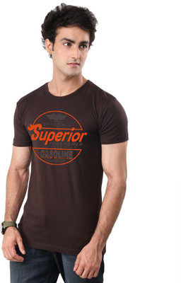 

Inkovy Graphic Print Men' Round Neck Brown T-Shirt